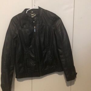Great Y2K faux leather jacket w/mock neck and zipper closure size S J2 by JouJou